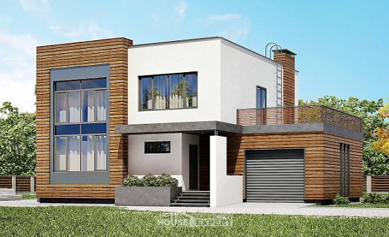 220-003-П Проект двухэтажного дома, гараж, красивый коттедж из бризолита Анжеро-Судженск | Проекты домов от House Expert