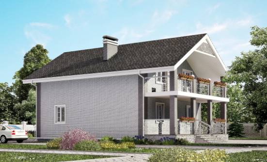 150-007-П Проект двухэтажного дома с мансардным этажом, современный загородный дом из бризолита Киселёвск | Проекты домов от House Expert