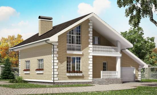 190-005-П Проект двухэтажного дома с мансардным этажом и гаражом, красивый домик из керамзитобетонных блоков Калтан | Проекты домов от House Expert