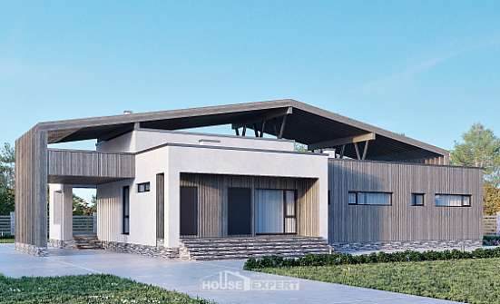 170-011-Л Проект одноэтажного дома, недорогой загородный дом из кирпича Анжеро-Судженск | Проекты домов от House Expert