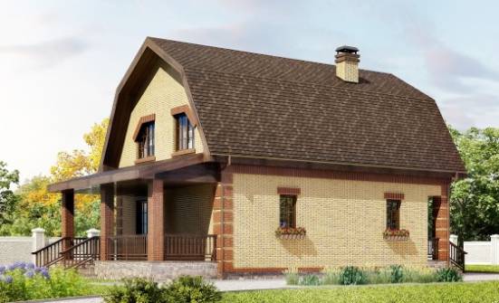 130-005-Л Проект двухэтажного дома с мансардой, недорогой домик из газосиликатных блоков Полысаево | Проекты домов от House Expert