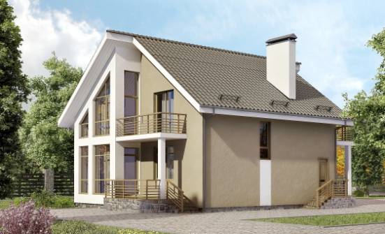 170-006-Л Проект двухэтажного дома мансардный этаж, небольшой домик из газобетона Киселёвск | Проекты домов от House Expert