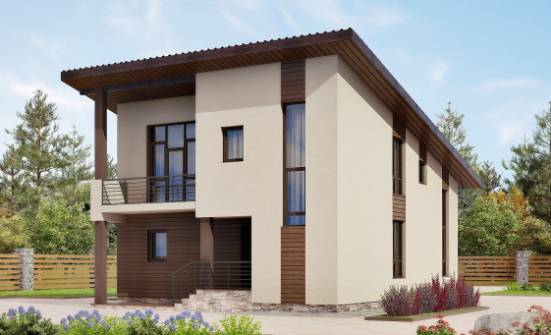 140-005-Л Проект двухэтажного дома с мансардой, простой домик из теплоблока Таштагол | Проекты домов от House Expert
