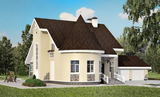 275-001-Л Проект двухэтажного дома мансардный этаж и гаражом, огромный домик из кирпича Полысаево | Проекты домов от House Expert