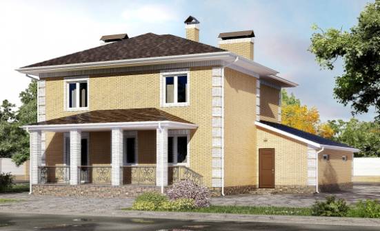 220-006-Л Проект двухэтажного дома и гаражом, просторный коттедж из пеноблока Анжеро-Судженск | Проекты домов от House Expert