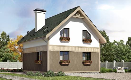 105-001-Л Проект двухэтажного дома с мансардой, компактный коттедж из бризолита Киселёвск | Проекты домов от House Expert