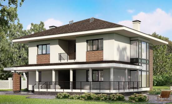 275-002-П Проект двухэтажного дома, гараж, современный загородный дом из кирпича Мыски | Проекты домов от House Expert
