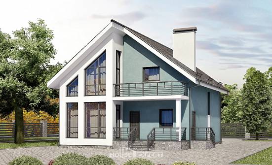170-006-П Проект двухэтажного дома с мансардным этажом, простой коттедж из бризолита Белово | Проекты домов от House Expert