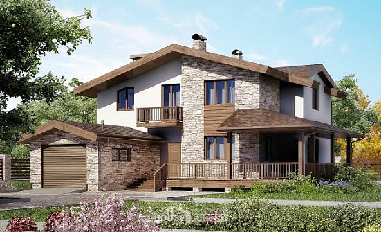 220-001-П Проект двухэтажного дома мансардный этаж и гаражом, простой загородный дом из арболита Гурьевск | Проекты домов от House Expert