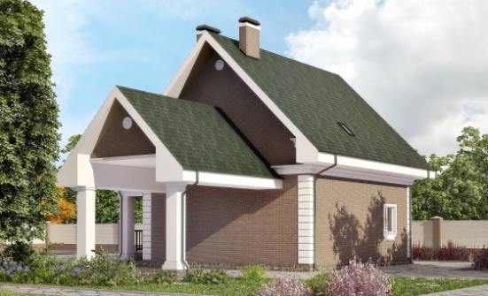 140-003-П Проект двухэтажного дома с мансардой, гараж, компактный домик из бризолита Новокузнецк | Проекты домов от House Expert