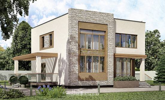 185-001-П Проект двухэтажного дома, современный домик из газобетона Анжеро-Судженск | Проекты домов от House Expert