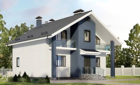 150-005-П Проект двухэтажного дома с мансардным этажом, небольшой домик из теплоблока Полысаево | Проекты домов от House Expert