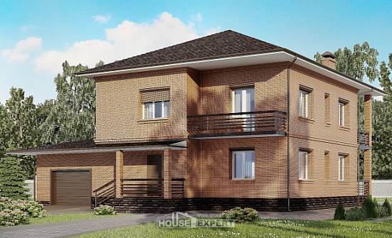 245-003-Л Проект двухэтажного дома и гаражом, современный коттедж из кирпича Киселёвск | Проекты домов от House Expert