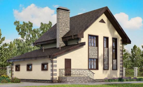 160-004-П Проект двухэтажного дома и гаражом, бюджетный коттедж из пеноблока Кемерово | Проекты домов от House Expert