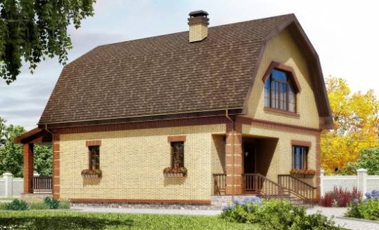130-005-Л Проект двухэтажного дома с мансардой, недорогой домик из газосиликатных блоков Полысаево | Проекты домов от House Expert