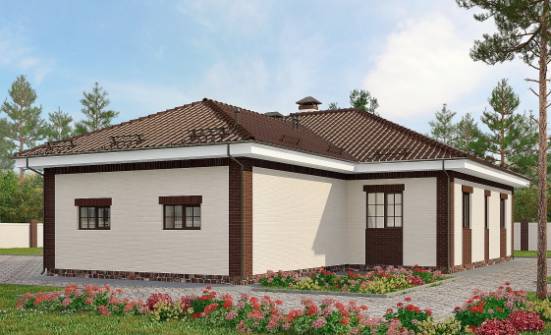 160-015-П Проект одноэтажного дома и гаражом, бюджетный домик из керамзитобетонных блоков Новокузнецк | Проекты домов от House Expert