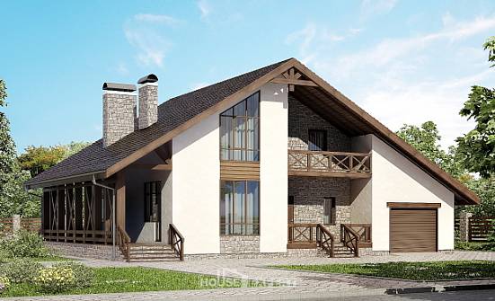 265-001-П Проект двухэтажного дома мансардный этаж, гараж, просторный загородный дом из пеноблока Новокузнецк | Проекты домов от House Expert