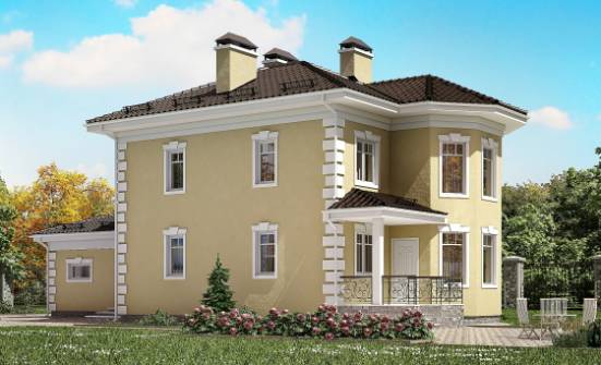 150-006-Л Проект двухэтажного дома и гаражом, классический коттедж из арболита Кемерово | Проекты домов от House Expert