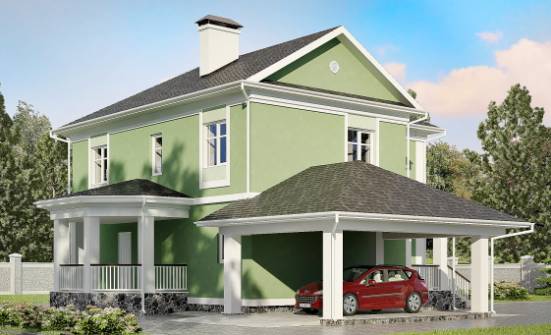 170-001-Л Проект двухэтажного дома, гараж, экономичный домик из пеноблока Анжеро-Судженск | Проекты домов от House Expert