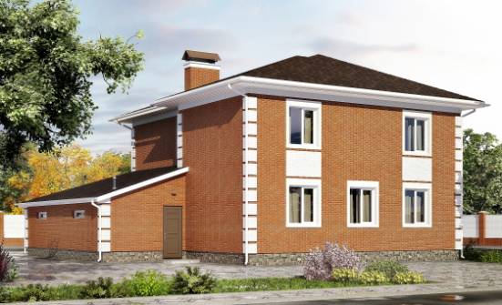 220-004-Л Проект двухэтажного дома и гаражом, простой коттедж из кирпича Кемерово | Проекты домов от House Expert
