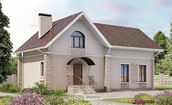 150-012-Л Проект двухэтажного дома мансардный этаж, простой дом из арболита Кемерово | Проекты домов от House Expert