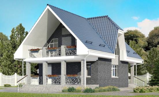 125-002-Л Проект двухэтажного дома мансардный этаж, гараж, классический домик из газосиликатных блоков Юрга | Проекты домов от House Expert