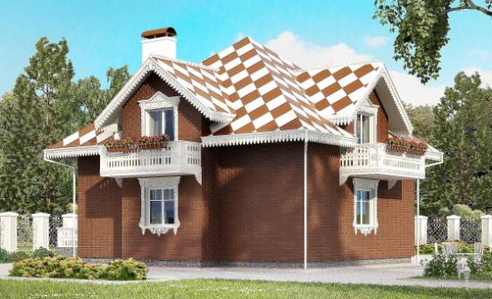 155-003-Л Проект двухэтажного дома с мансардным этажом и гаражом, бюджетный домик из бризолита Междуреченск | Проекты домов от House Expert
