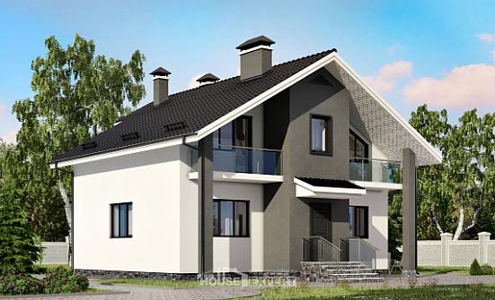 150-005-Л Проект двухэтажного дома мансардный этаж, простой коттедж из теплоблока Топки | Проекты домов от House Expert