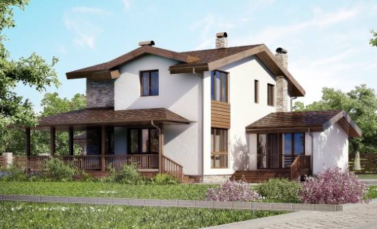 220-001-П Проект двухэтажного дома мансардный этаж и гаражом, простой загородный дом из арболита Гурьевск | Проекты домов от House Expert