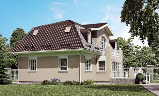 210-001-Л Проект двухэтажного дома с мансардой, классический загородный дом из газобетона Новокузнецк | Проекты домов от House Expert