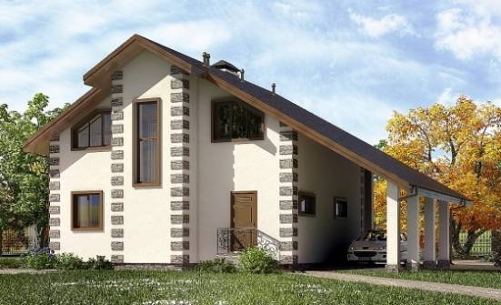150-003-Л Проект двухэтажного дома с мансардным этажом и гаражом, современный коттедж из дерева Топки | Проекты домов от House Expert