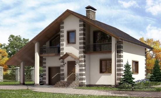 150-003-Л Проект двухэтажного дома с мансардным этажом и гаражом, современный коттедж из дерева Топки | Проекты домов от House Expert