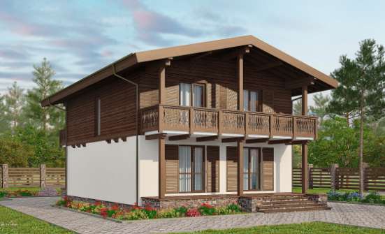 150-016-Л Проект двухэтажного дома с мансардой, доступный коттедж из блока Белово | Проекты домов от House Expert