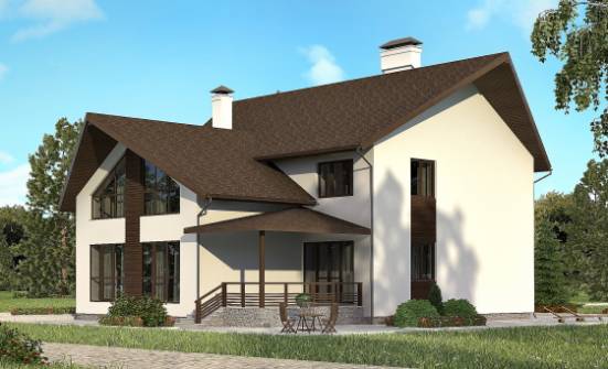 300-002-П Проект двухэтажного дома мансардой и гаражом, современный домик из арболита Калтан | Проекты домов от House Expert
