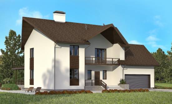 300-002-П Проект двухэтажного дома мансардой и гаражом, современный домик из арболита Калтан | Проекты домов от House Expert