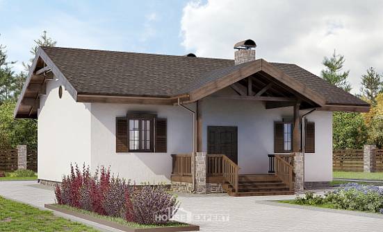 090-002-П Проект одноэтажного дома, небольшой загородный дом из кирпича Прокопьевск | Проекты домов от House Expert