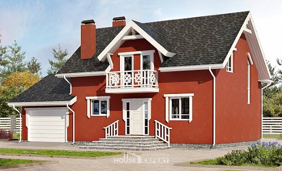 180-013-Л Проект двухэтажного дома мансардный этаж, гараж, недорогой домик из бризолита Междуреченск | Проекты домов от House Expert