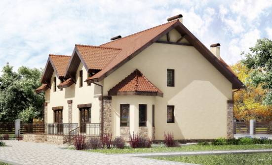 240-001-П Проект двухэтажного дома с мансардным этажом, классический домик из керамзитобетонных блоков Прокопьевск | Проекты домов от House Expert