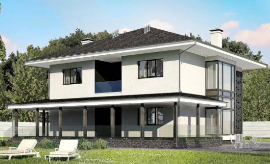245-002-П Проект двухэтажного дома, гараж, красивый дом из пеноблока Белово | Проекты домов от House Expert