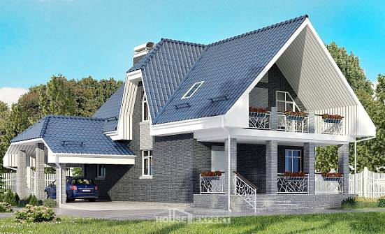 125-002-Л Проект двухэтажного дома мансардный этаж, гараж, классический домик из газосиликатных блоков Юрга | Проекты домов от House Expert