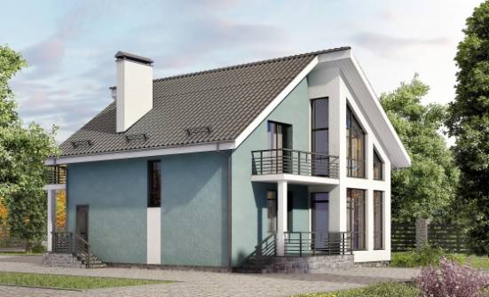 170-006-П Проект двухэтажного дома с мансардным этажом, простой коттедж из бризолита Белово | Проекты домов от House Expert