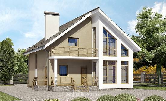 170-006-Л Проект двухэтажного дома мансардный этаж, небольшой домик из газобетона Киселёвск | Проекты домов от House Expert
