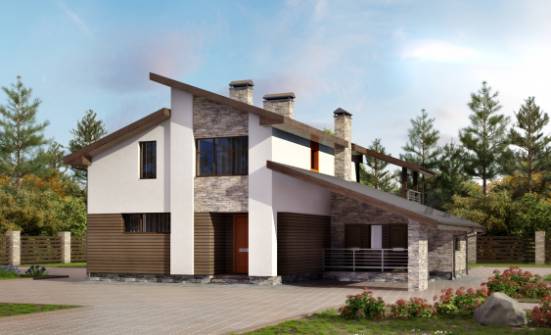 200-010-П Проект двухэтажного дома с мансардой, гараж, простой домик из твинблока Новокузнецк | Проекты домов от House Expert