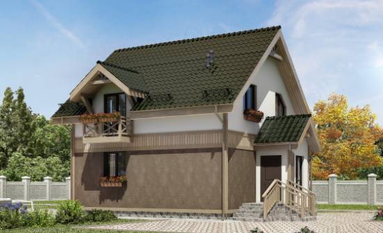 105-001-Л Проект двухэтажного дома с мансардой, компактный коттедж из бризолита Киселёвск | Проекты домов от House Expert