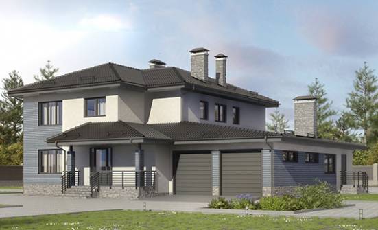 340-005-П Проект двухэтажного дома, гараж, красивый дом из твинблока Мыски | Проекты домов от House Expert