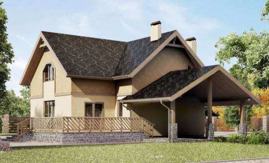 150-011-Л Проект двухэтажного дома с мансардой, гараж, уютный загородный дом из блока Таштагол | Проекты домов от House Expert