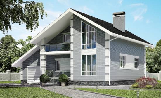 190-006-Л Проект двухэтажного дома мансардой и гаражом, простой дом из керамзитобетонных блоков Калтан | Проекты домов от House Expert
