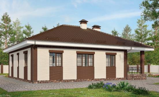 160-015-П Проект одноэтажного дома и гаражом, бюджетный домик из керамзитобетонных блоков Новокузнецк | Проекты домов от House Expert