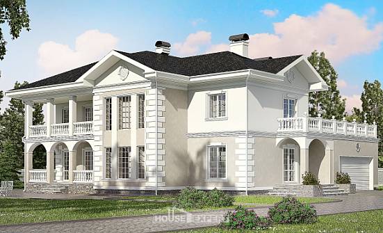 340-002-П Проект двухэтажного дома и гаражом, огромный загородный дом из кирпича Новокузнецк | Проекты домов от House Expert