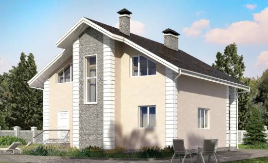 150-002-П Проект двухэтажного дома мансардой и гаражом, классический домик из теплоблока Белово | Проекты домов от House Expert